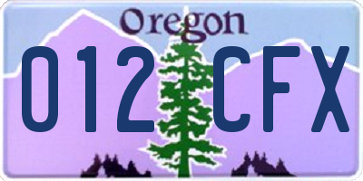OR license plate 012CFX