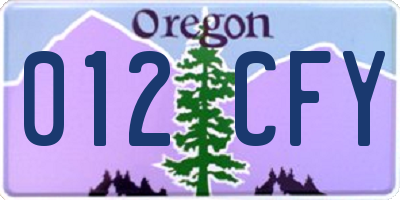 OR license plate 012CFY