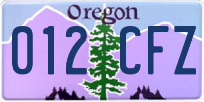 OR license plate 012CFZ