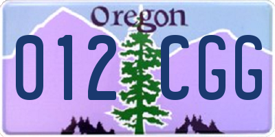 OR license plate 012CGG