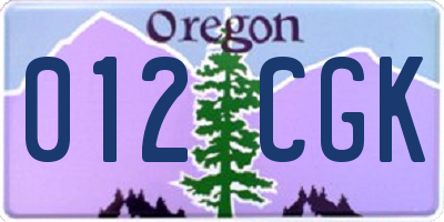 OR license plate 012CGK