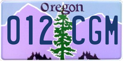 OR license plate 012CGM