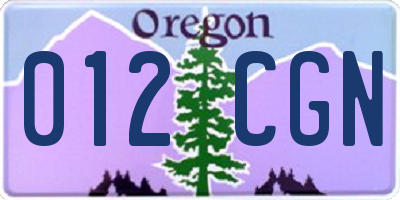 OR license plate 012CGN