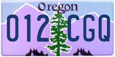 OR license plate 012CGQ