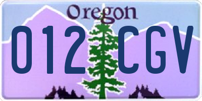 OR license plate 012CGV