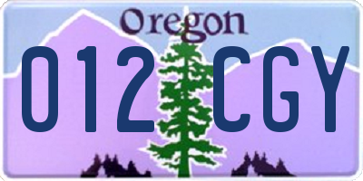 OR license plate 012CGY