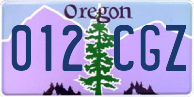 OR license plate 012CGZ