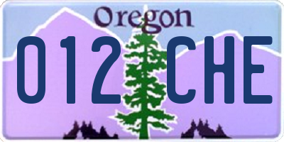 OR license plate 012CHE