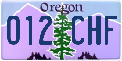 OR license plate 012CHF