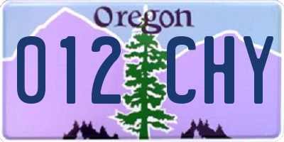 OR license plate 012CHY