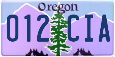 OR license plate 012CIA