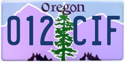 OR license plate 012CIF