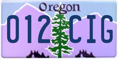 OR license plate 012CIG