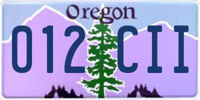 OR license plate 012CII