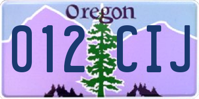 OR license plate 012CIJ