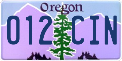 OR license plate 012CIN