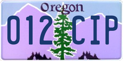 OR license plate 012CIP