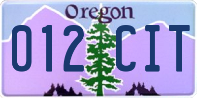 OR license plate 012CIT