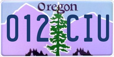 OR license plate 012CIU