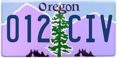 OR license plate 012CIV