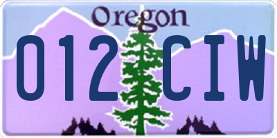 OR license plate 012CIW