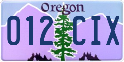 OR license plate 012CIX