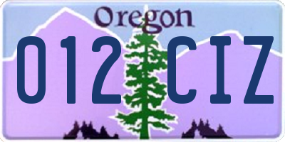 OR license plate 012CIZ