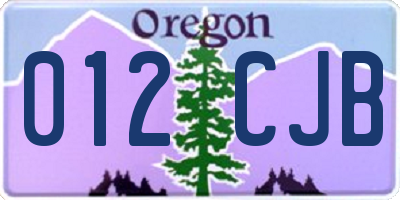 OR license plate 012CJB