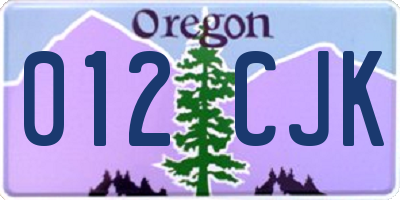 OR license plate 012CJK