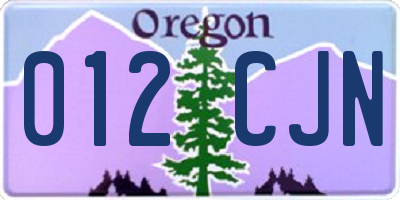 OR license plate 012CJN