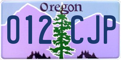 OR license plate 012CJP