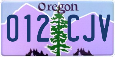 OR license plate 012CJV