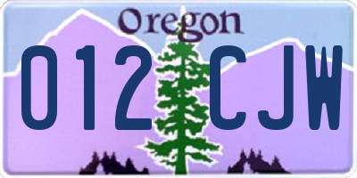OR license plate 012CJW