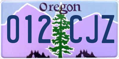 OR license plate 012CJZ