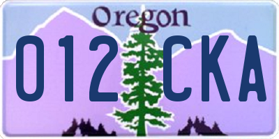 OR license plate 012CKA