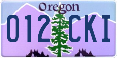 OR license plate 012CKI