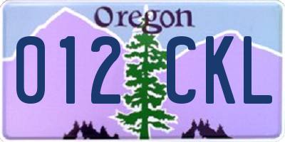 OR license plate 012CKL