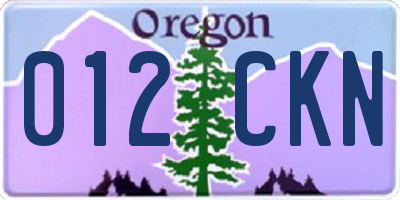 OR license plate 012CKN