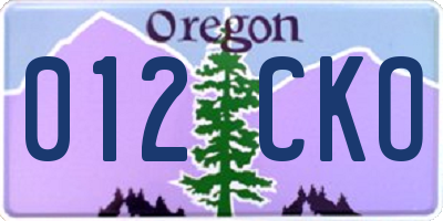 OR license plate 012CKO