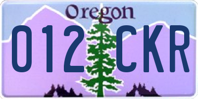 OR license plate 012CKR
