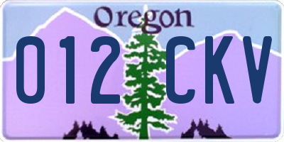 OR license plate 012CKV