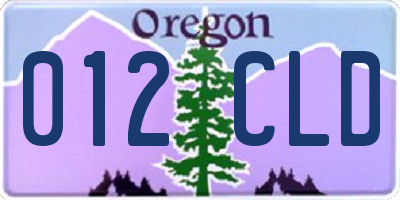 OR license plate 012CLD