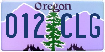 OR license plate 012CLG