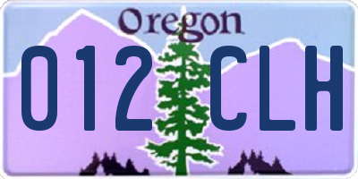 OR license plate 012CLH