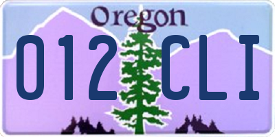 OR license plate 012CLI