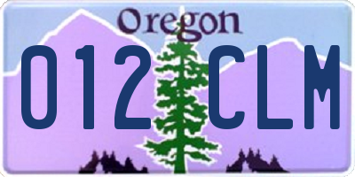 OR license plate 012CLM