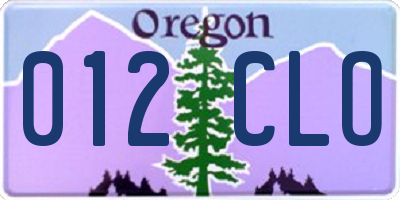 OR license plate 012CLO