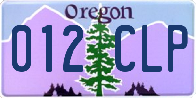 OR license plate 012CLP