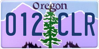 OR license plate 012CLR