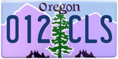 OR license plate 012CLS